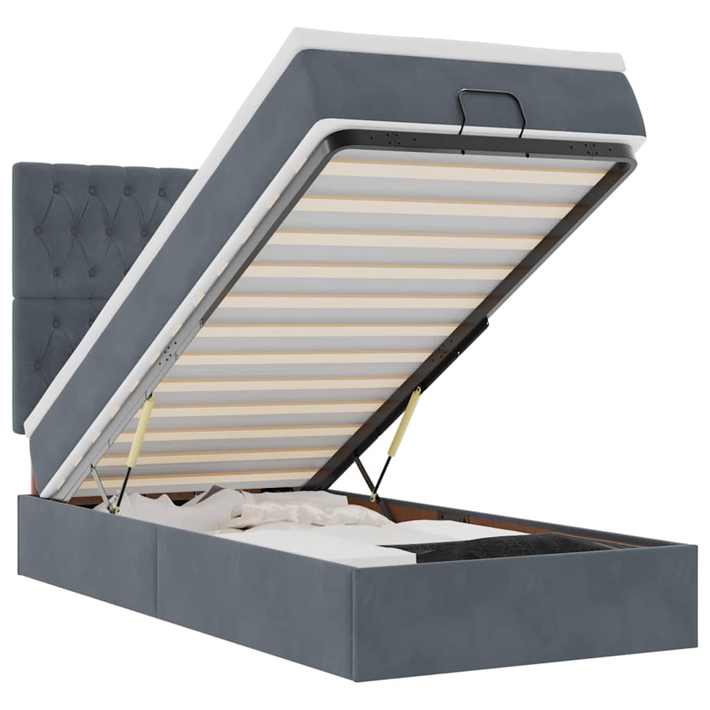 Thumbnail - vidaXL Ottoman-Bett mit Matratzen & LEDs Dunkelgrau 80x200 cm Samt