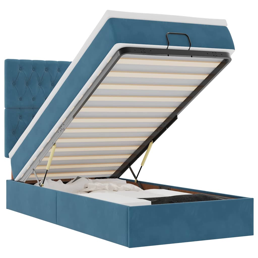 Thumbnail - vidaXL Ottoman-Bett mit Matratzen & LEDs Dunkelblau 90x190 cm Samt