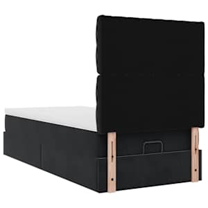Osmanský rám postele s matracemi černá 100x200cm samet - obrázek 8
