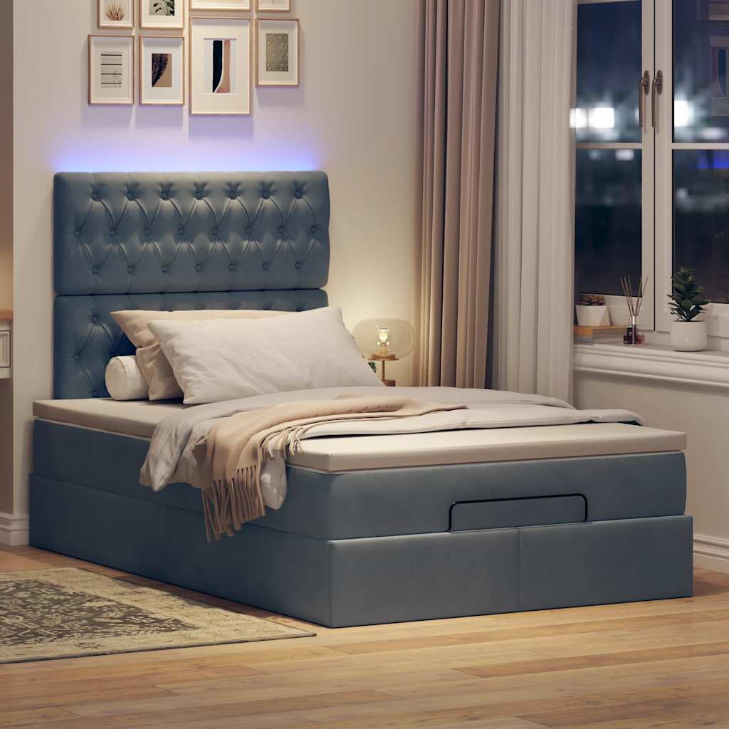 Thumbnail - vidaXL Ottoman-Bett mit Matratzen & LEDs Dunkelgrau 120x190 cm Samt