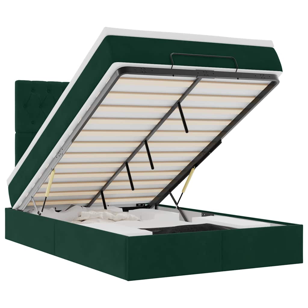 VidaXL Osmanský rám postele s matracemi tmavě zelené 120x190 cm samet