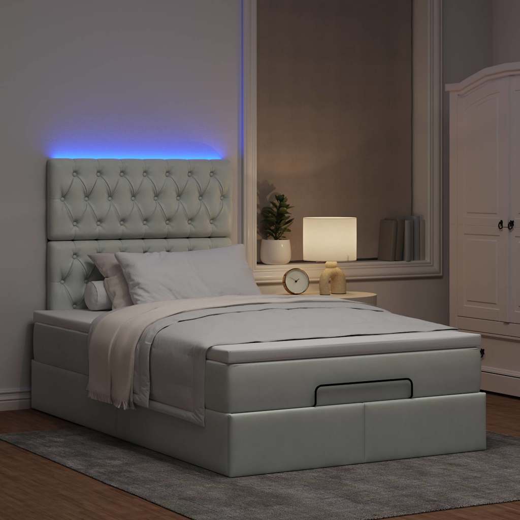 vidaXL Ottoman bed met matrassen en LED's 120x200cm fluweel lichtgrijs afbeelding