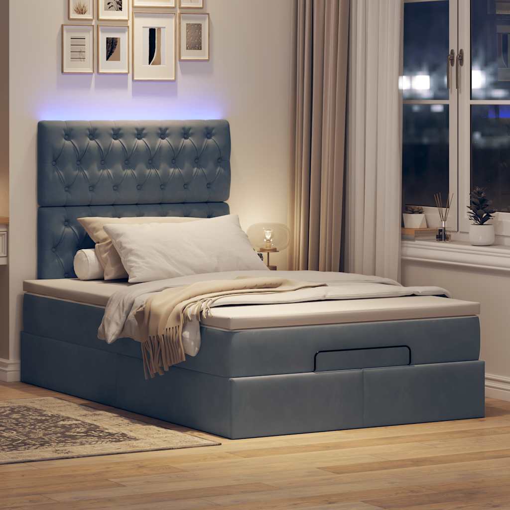 vidaXL Ottoman bed met matrassen en LED's 120x200cm fluweel afbeelding