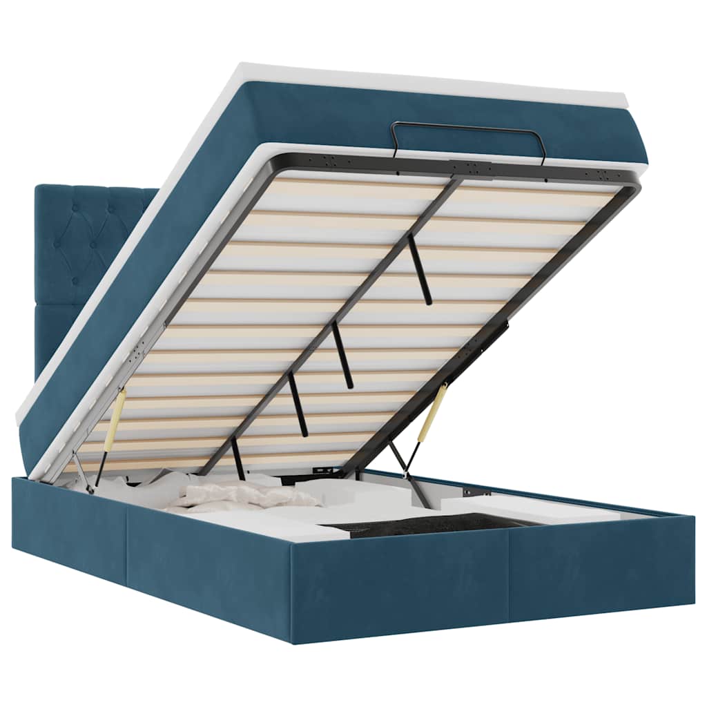 VidaXL Osmanský rám postele s matracemi tmavě modrá 120x200cm samet