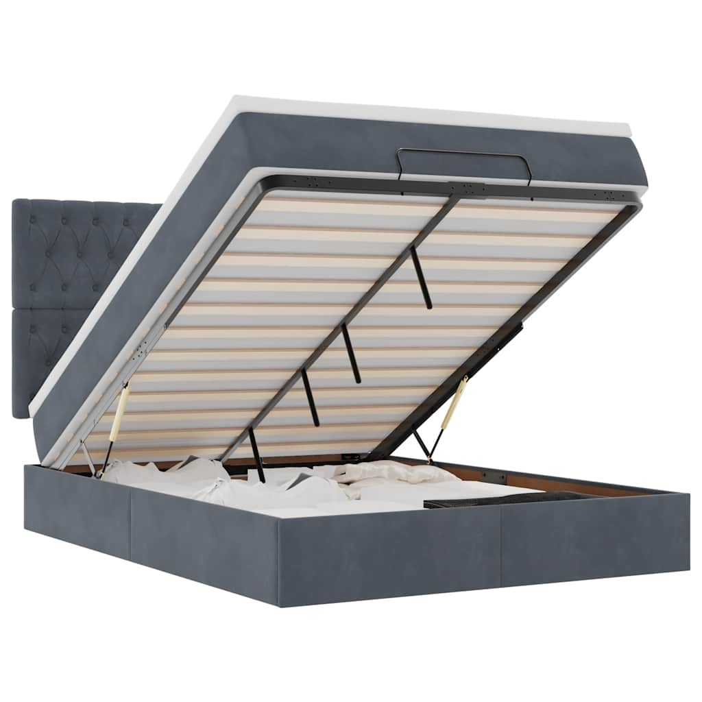 vidaXL Ottoman bed met matrassen en LED's 140x190cm fluweel grijs, foto 3