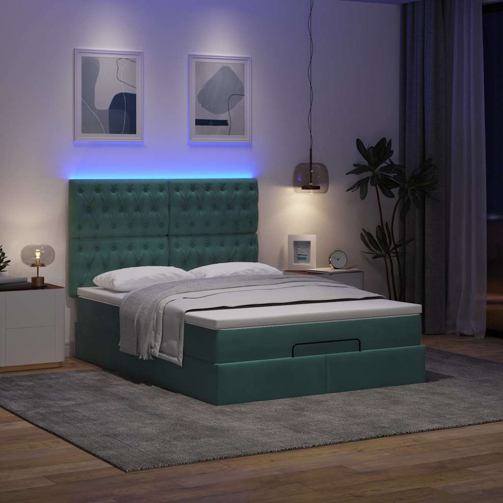 vidaXL Ottoman bed met matrassen en LED's 140x190cm fluweel afbeelding