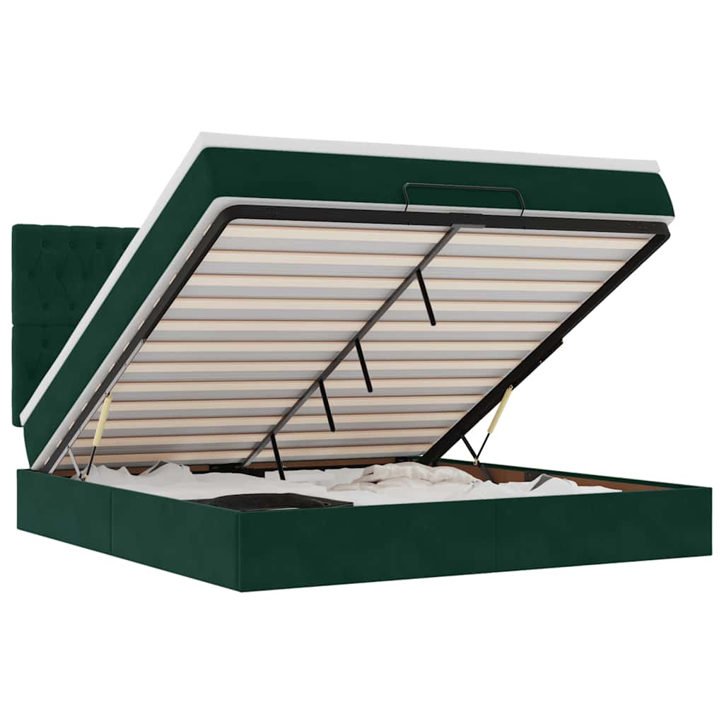 vidaXL    &LEDs Dark Green 180x200cm Velvet