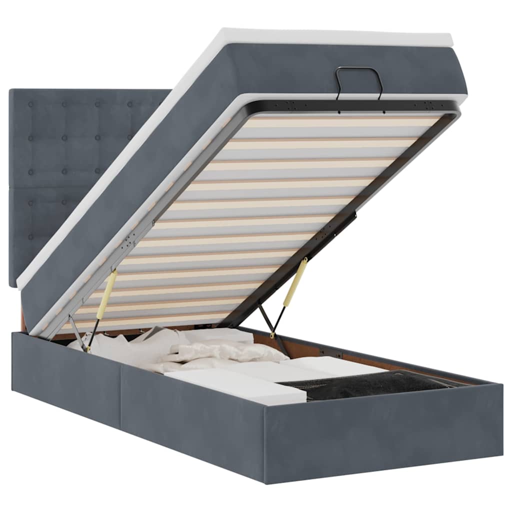 Thumbnail - vidaXL Ottoman-Bett mit Matratzen & LEDs Dunkelgrau 80x200 cm Samt