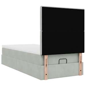 Osmanský rám postele s matracemi světle šedá 90x200cm samet - obrázek 10