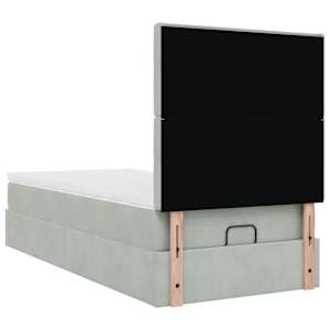 Osmanský rám postele s matracemi světle šedá 100x200cm samet - obrázek 10