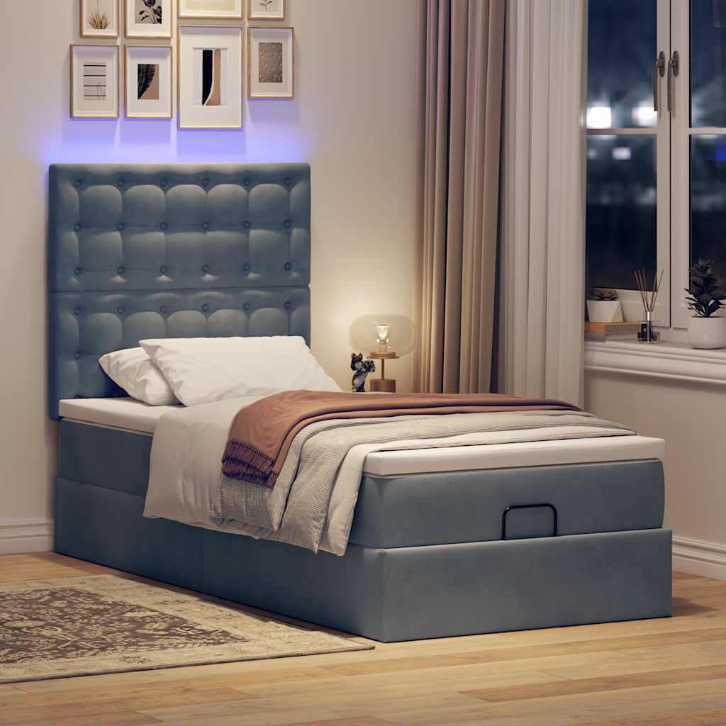 Ottoman-Bett mit Matratzen Dunkelgrau 100×200 cm Samt