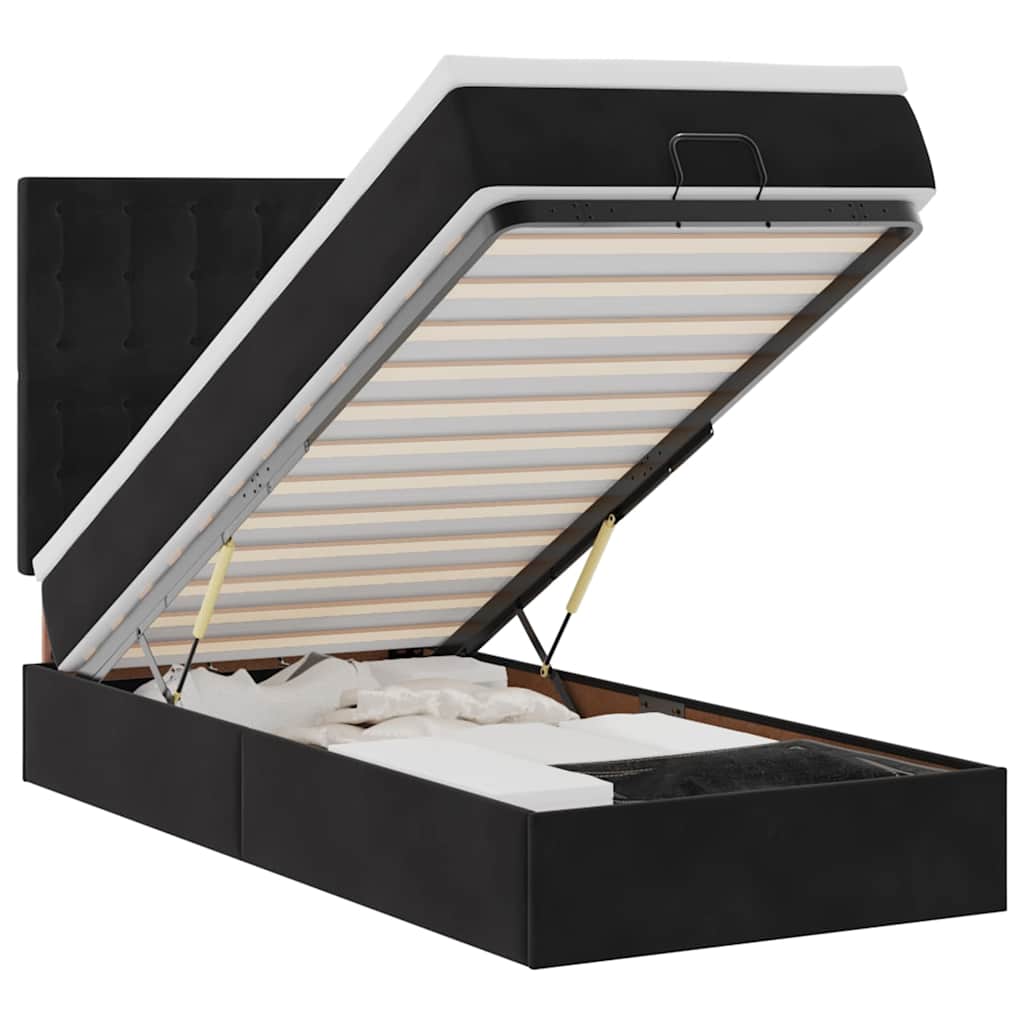 Thumbnail - vidaXL Ottoman-Bett mit Matratzen & LEDs Schwarz 100x200 cm Samt