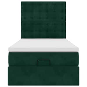 Osmanský rám postele s matracemi tmavě zelené 100x200cm samet - obrázek 8