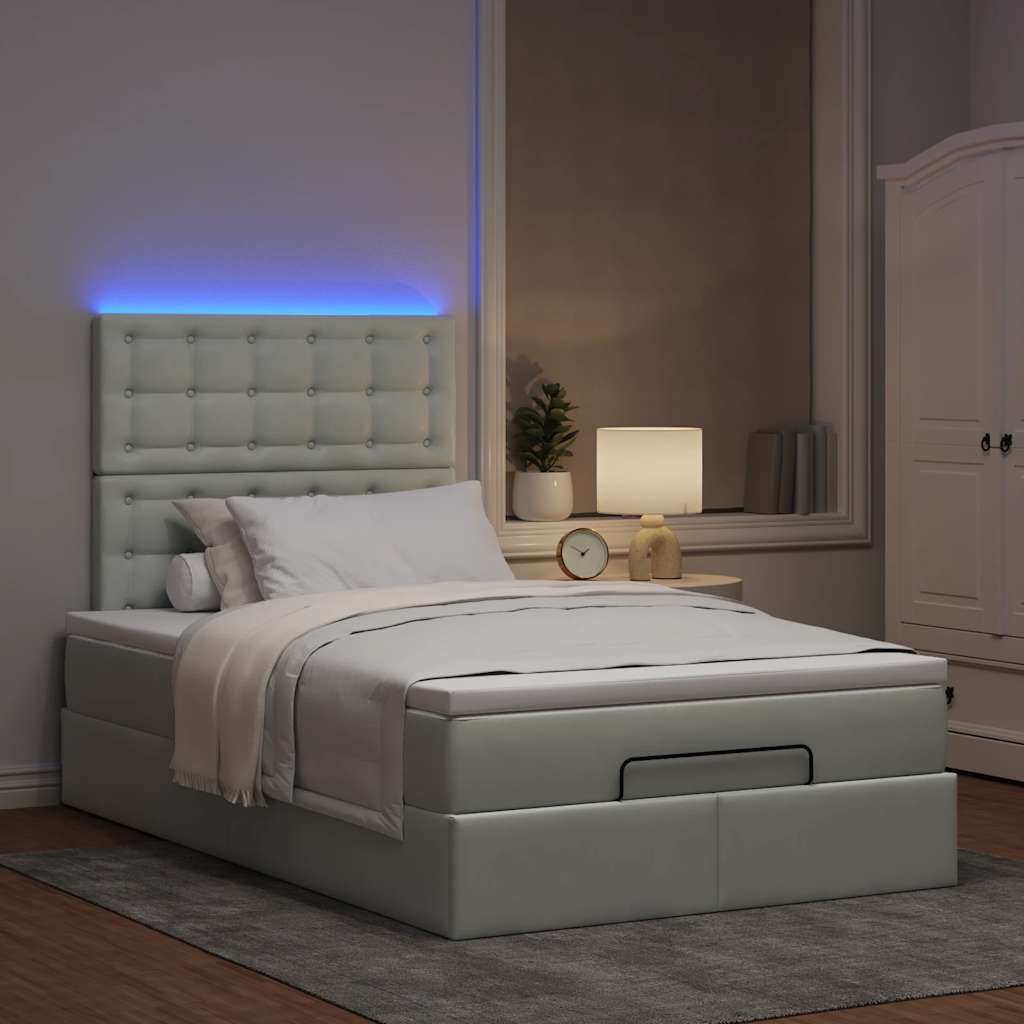 Thumbnail - vidaXL Ottoman-Bett mit Matratzen & LEDs Hellgrau 120x190 cm Samt