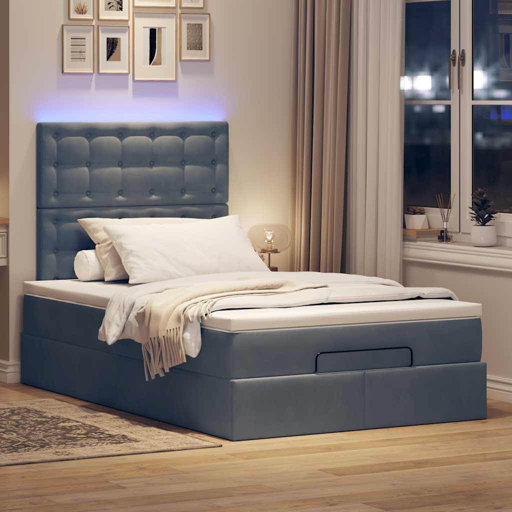 Ottoman-Bett mit Matratzen Dunkelgrau 120×190 cm Samt