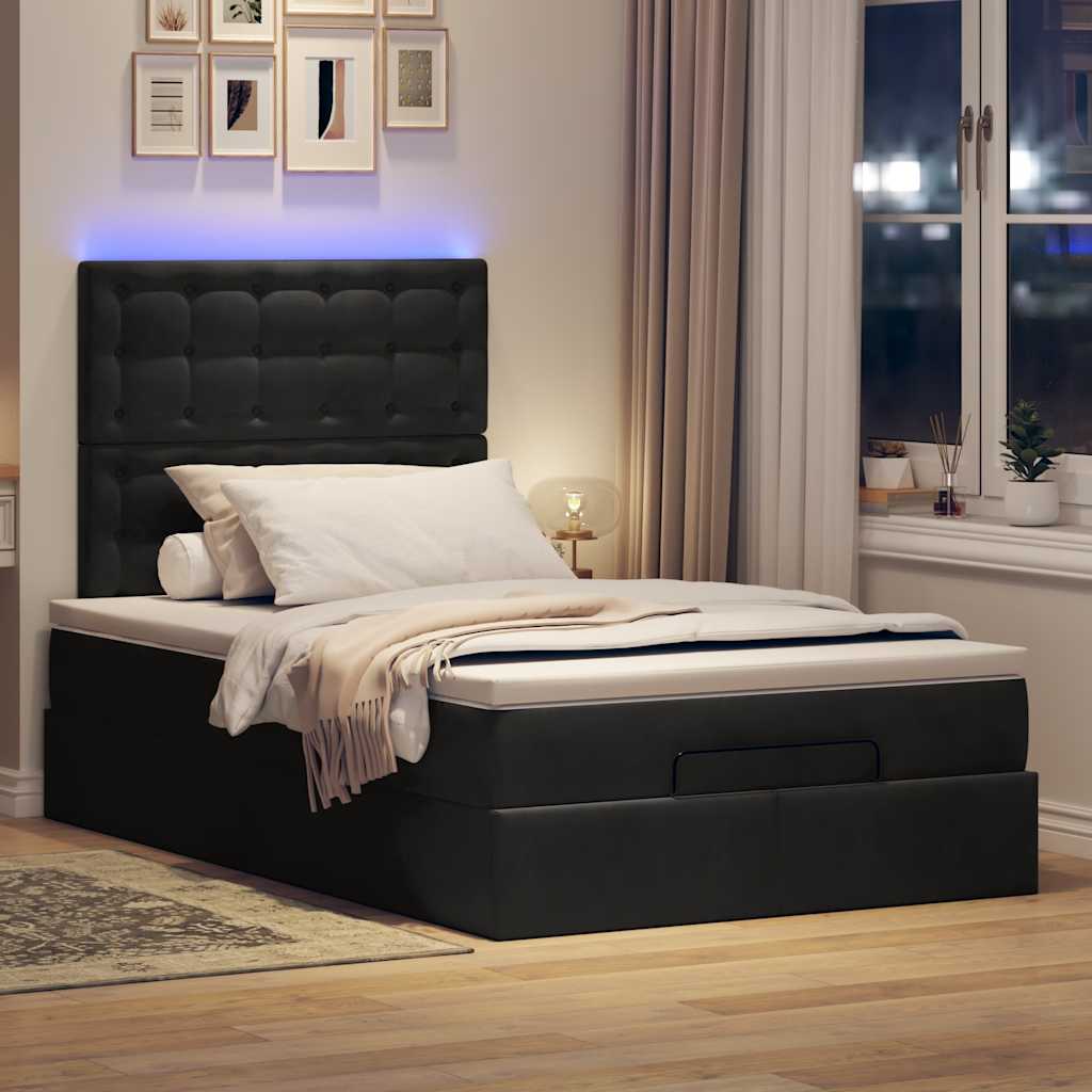 vidaXL Ottoman bed met matrassen en LED's 120x200cm fluweel zwart afbeelding