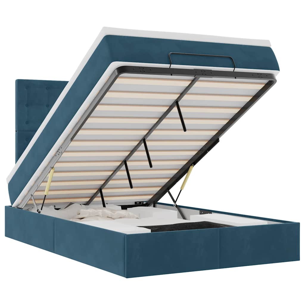 Thumbnail - vidaXL Ottoman-Bett mit Matratzen & LEDs Dunkelblau 120x200 cm Samt