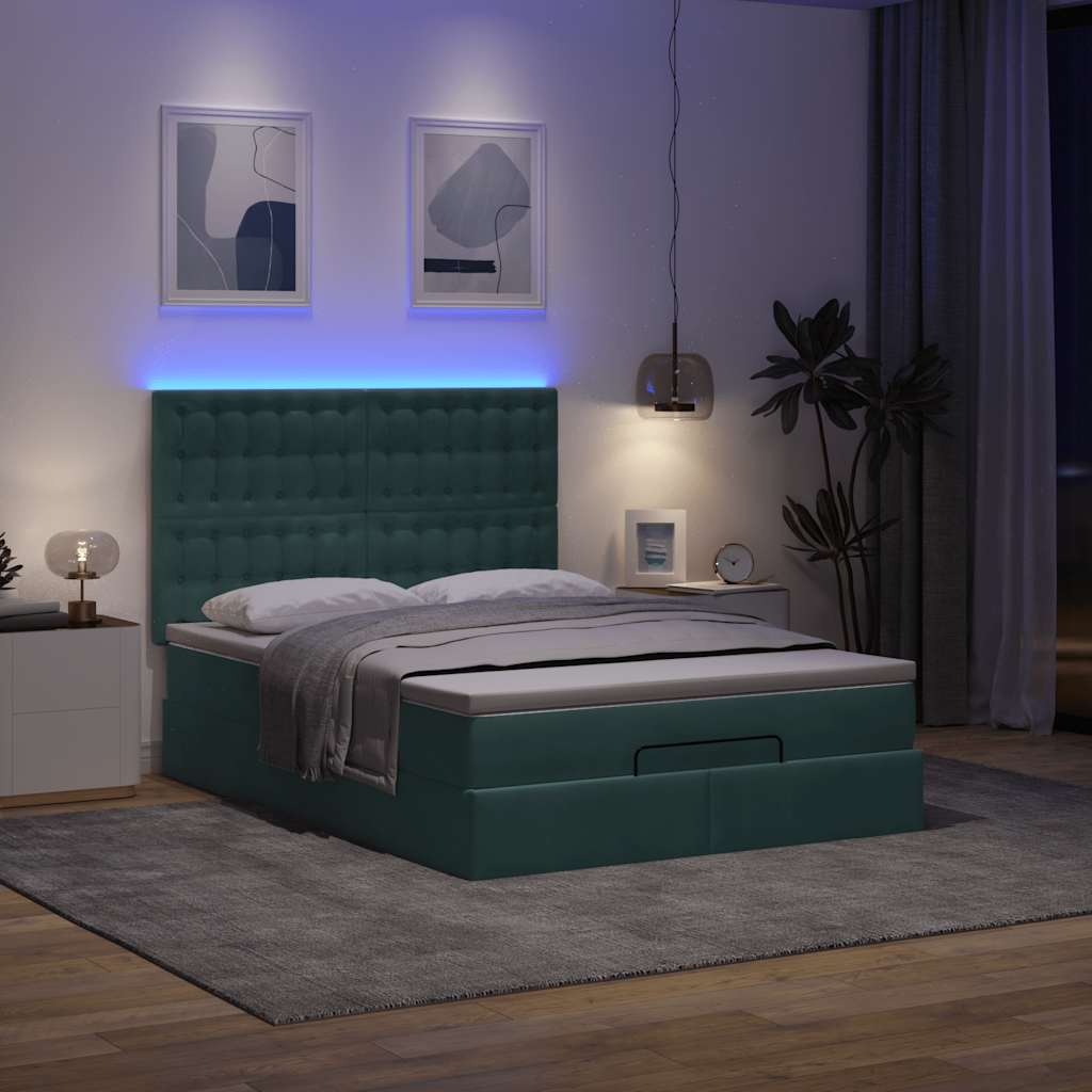 vidaXL Ottoman bed met matrassen en LED's 140x200cm fluweel afbeelding