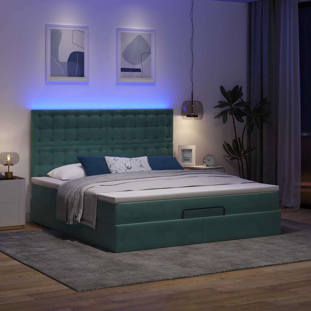 vidaXL Ottoman bed met matrassen en LED's 160x200cm fluweel afbeelding