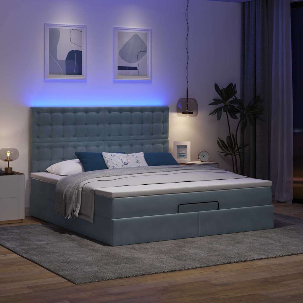 Thumbnail - vidaXL Ottoman-Bett mit Matratzen & LEDs Dunkelgrau 180x200 cm Samt