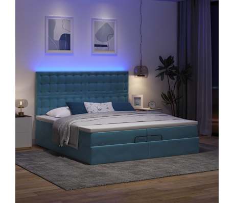 vidaXL Osmansk&yacute; r&aacute;m postele s matracmi tmavomodr&aacute; 200x200 cm zamat