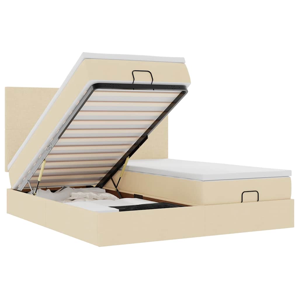 vidaXL Osmanský rám postele s matrací krémová 160x200cm textil