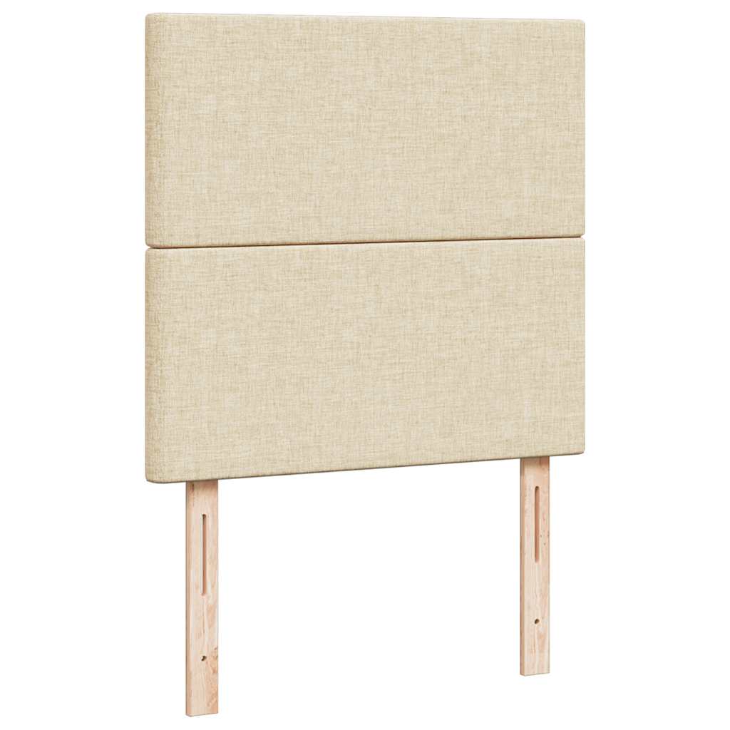 Otomanski posteljni okvir z vzmetnicami krem 160x200 cm blago