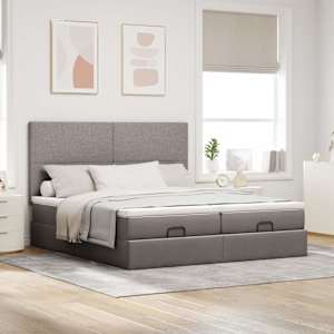 Osmanský rám postele s matrací taupe 180x200cm textil - obrázek 4