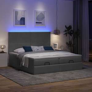 Osmanský rám postele s matrací tmavě šedý 200x200cm textil - obrázek 3