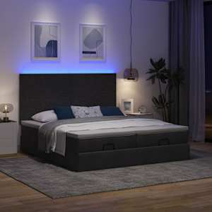 Osmanský rám postele s matrací černý 200x200cm textil - obrázek 3