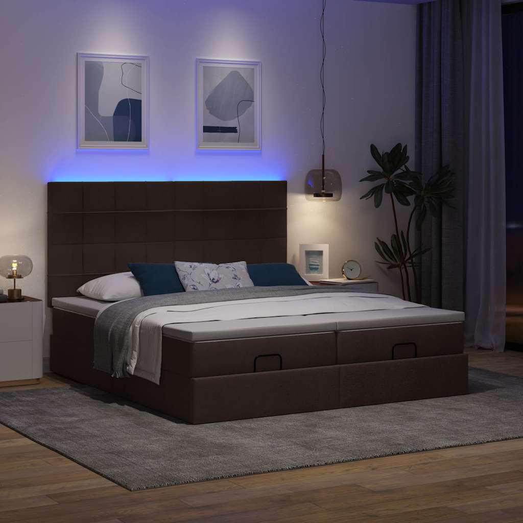 vidaXL Osmanský rám postele s matracmi tmavohnedá 200x200 cm látka