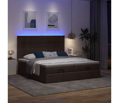 VidaXL Cadre de lit ottoman avec matelas marron fonc&eacute; 200x200 cm tissu