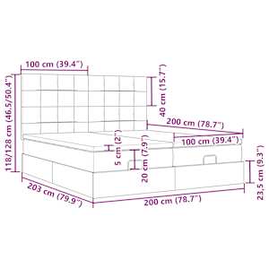 Osmanský rám postele s matracíes modrá 200x200cm textil - obrázek 18