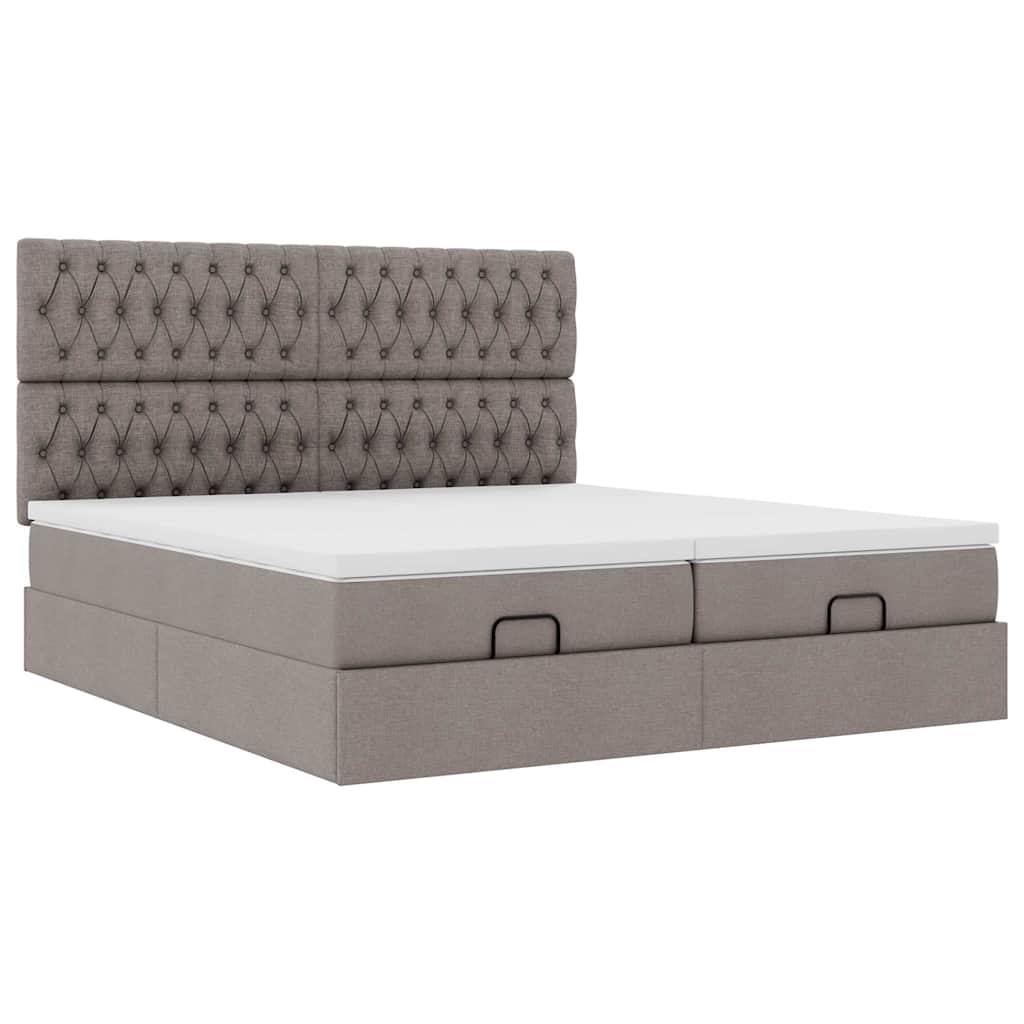 Ottoman bed met matrassen en LED's 160x200cm stof taupe - Afbeelding 7