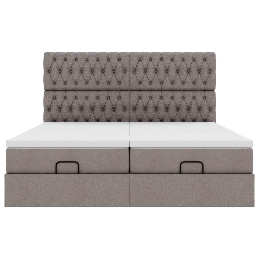 Ottoman bed met matrassen en LED's 160x200cm stof taupe - Afbeelding 8
