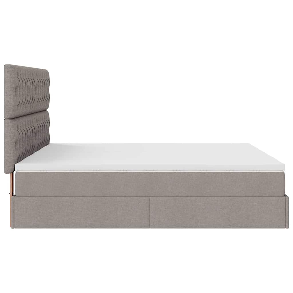 Ottoman bed met matrassen en LED's 160x200cm stof taupe - Afbeelding 9