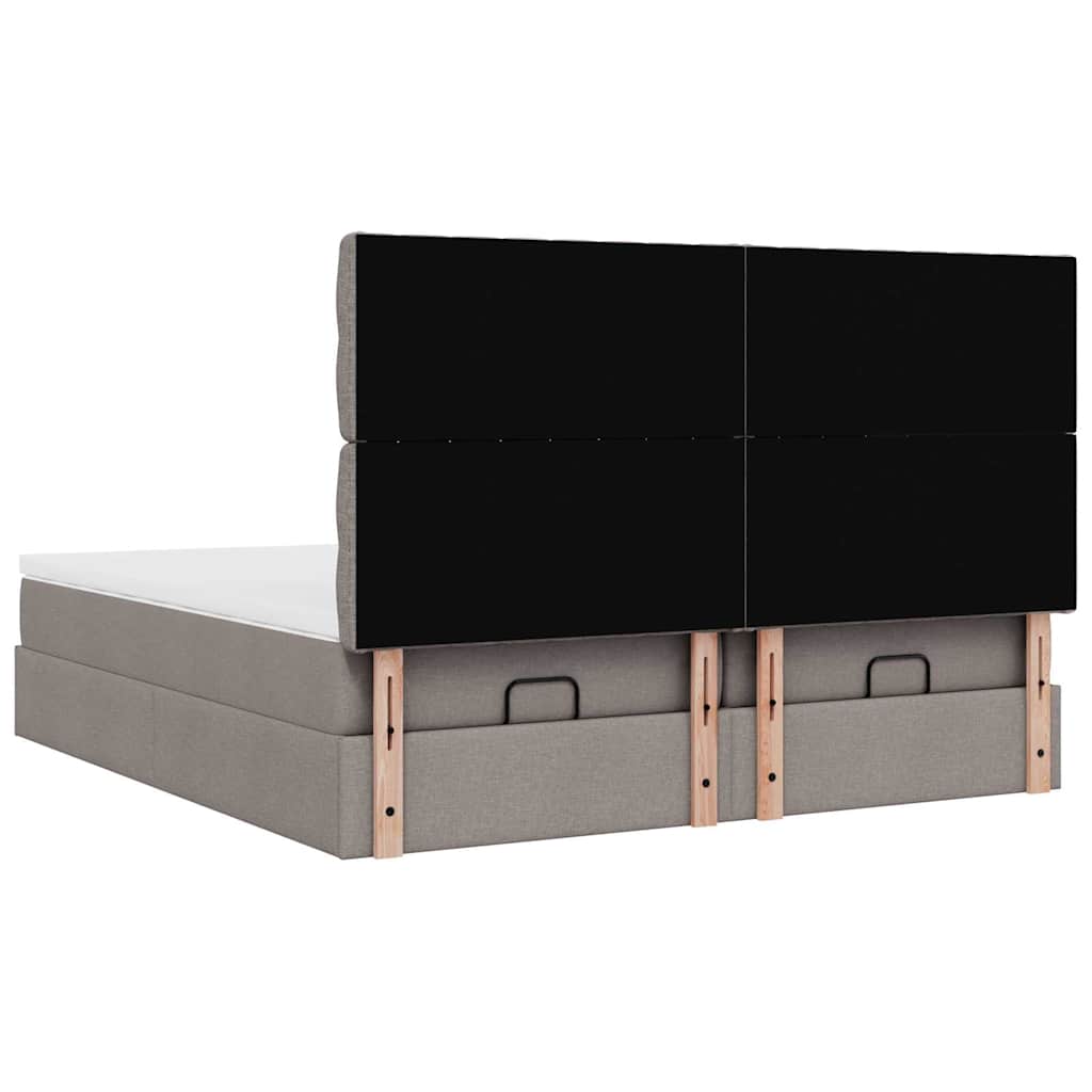 Ottoman bed met matrassen en LED's 160x200cm stof taupe - Afbeelding 10