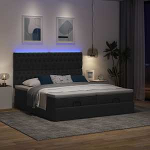 Osmanský rám postele s matrací černá 180x200cm textil - obrázek 3