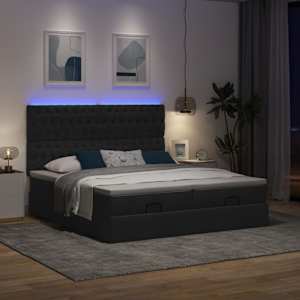 Osmanský rám postele s matrací černý 200x200cm textil - obrázek 3