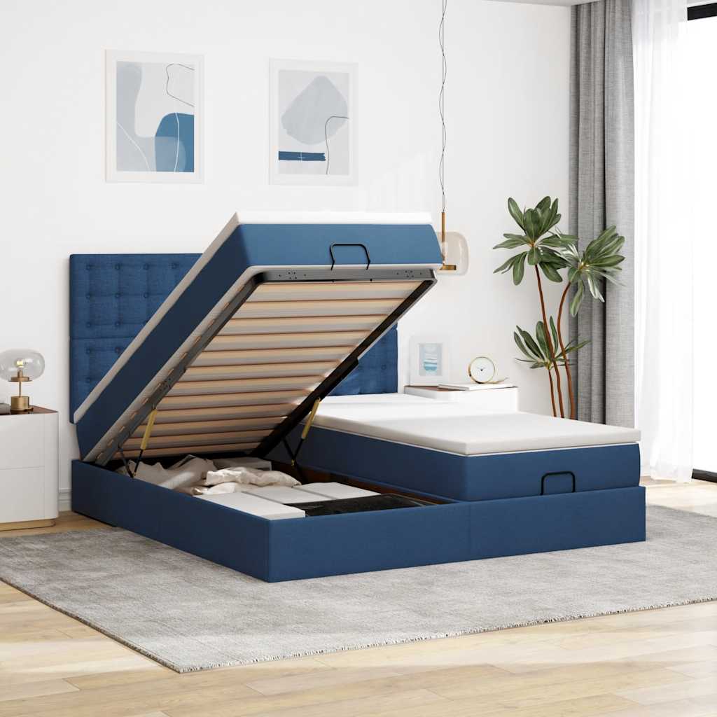 vidaXL Ottoman-Bett mit Matratzen & LEDs Taupe 200x200 cm Stoff