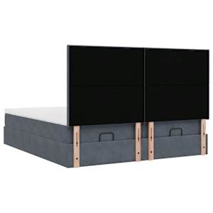 Osmanský rám postele s matracíes tmavě šedá 160x200cm samet - obrázek 10