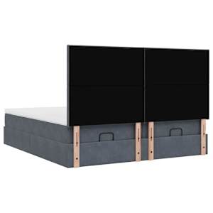 Osmanský rám postele s matracíes tmavě šedá 180x200cm samet - obrázek 10