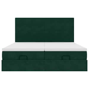 Osmanský rám postele s matrací tmavě zelená 200x200cm samet - obrázek 8