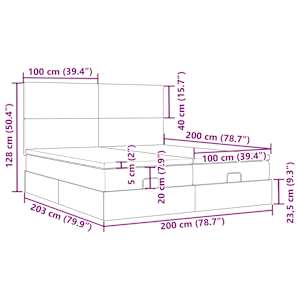 osmanská postel s matracemi a LED diodami tmavě modrá 200x200cm - obrázek 18