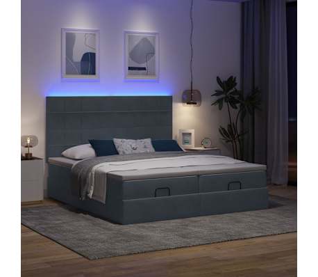 vidaXL Otomanski posteljni okvir z vzmetnicami siv 160x200 cm žamet