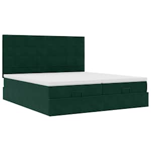 Osmanský rám postele s matrací tmavě zelená 200x200cm samet - obrázek 7