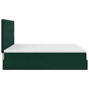 Osmanský rám postele s matrací tmavě zelená 200x200cm samet - obrázek 9
