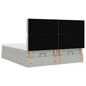 Osmanský rám postele s matracíes světle šedá 160x200cm samet - obrázek 10