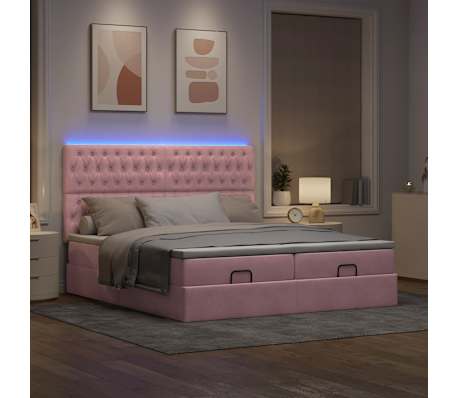 vidaXL Ottoman s&auml;ngram med madrasser rosa 160x200 cm sammet