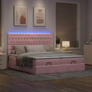 vidaXL Ottoman s&auml;ngram med madrasser rosa 160x200 cm sammet